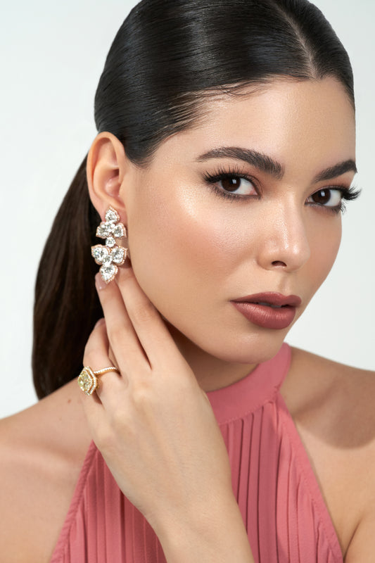 White & Pink Diamond Solitaire Earrings