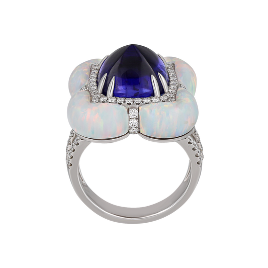 Tanzanite White Opal Ring