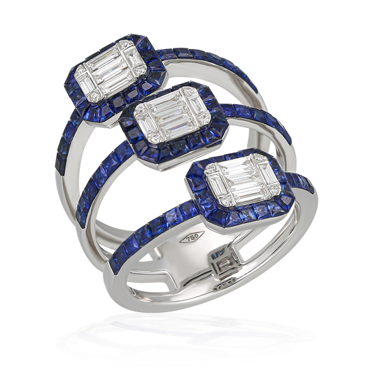 Sapphire Tri-Band Ring