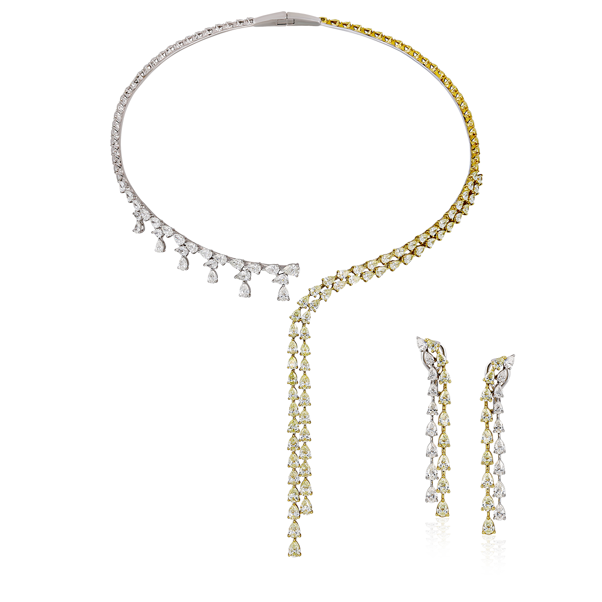 Yellow White Diamond Choker