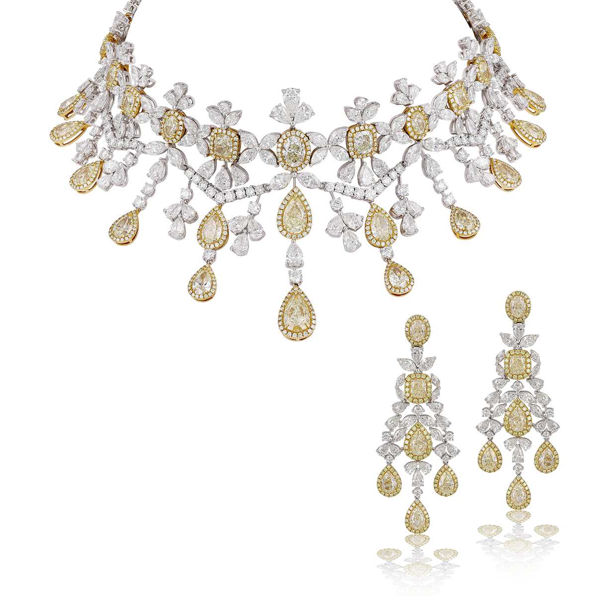 White & Yellow Diamond Princess Choker