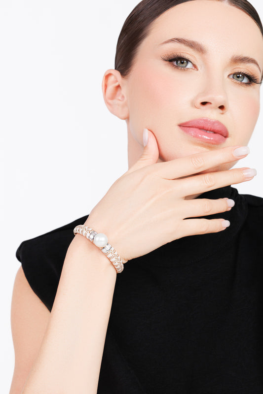 White Onyx Pearl Bangle