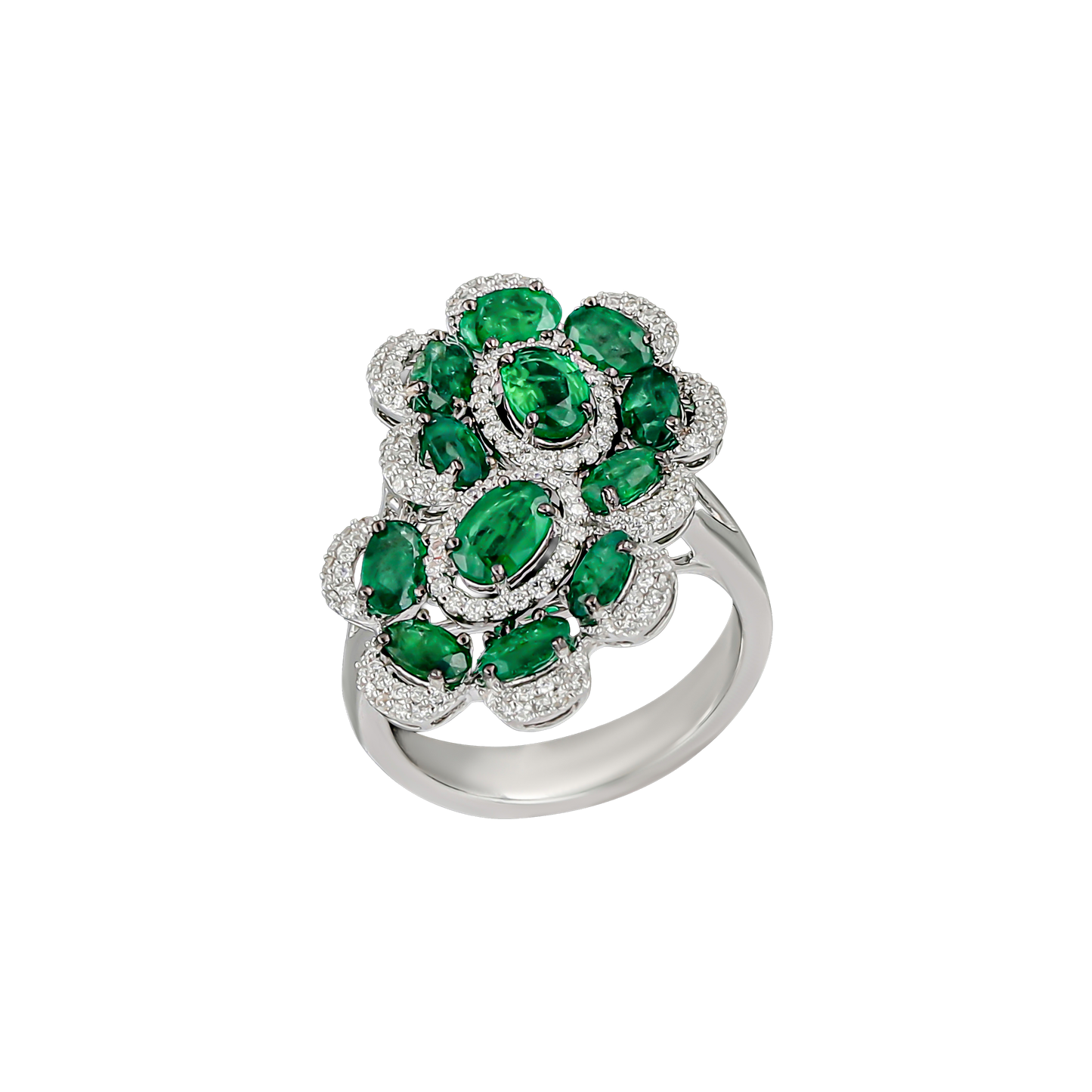 Floral Diamond & Emerald Ring