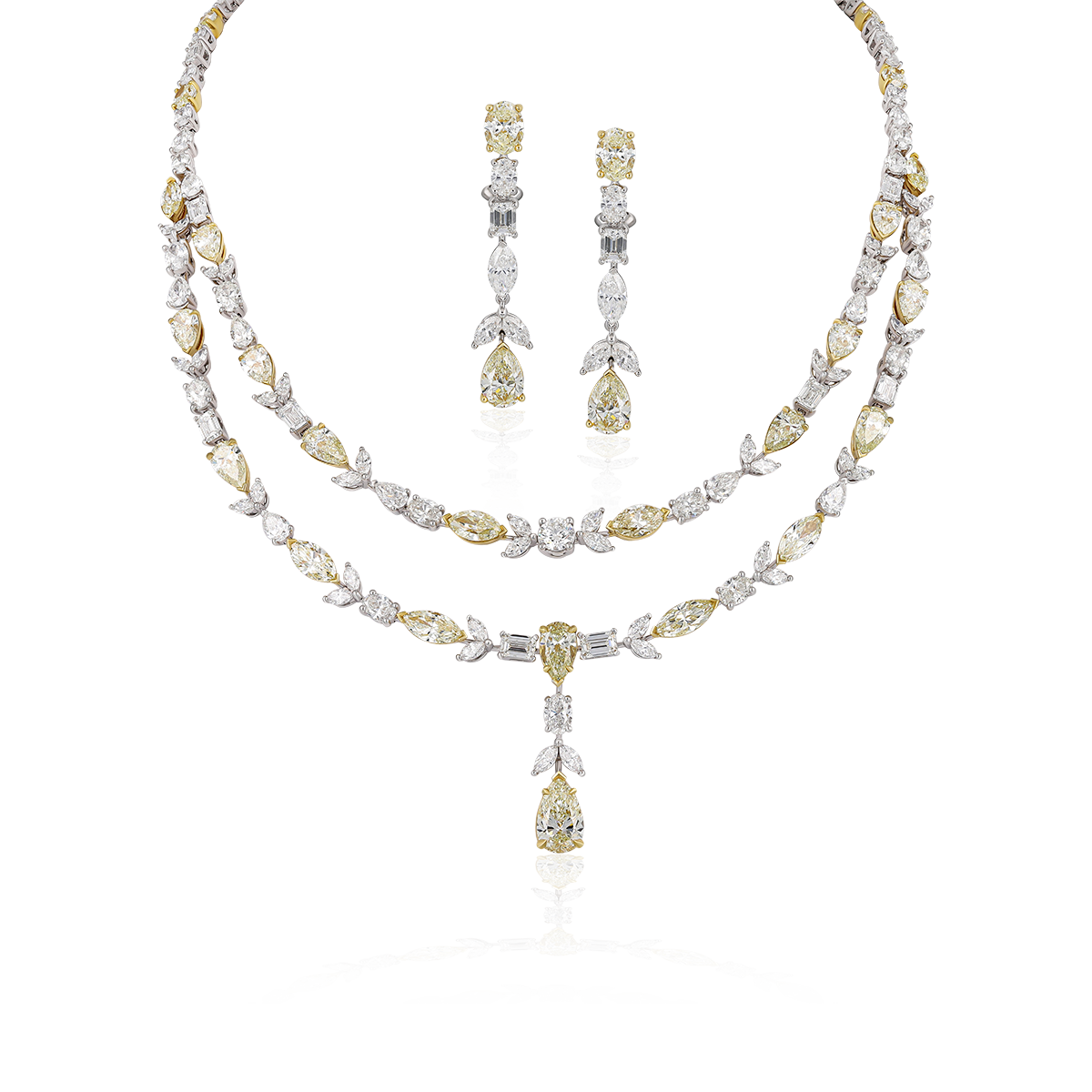 Two Line White & Yellow Diamond Set