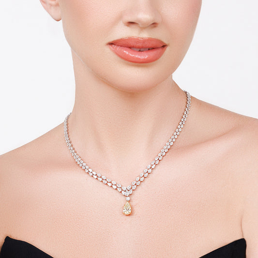 Yellow White Diamond Set