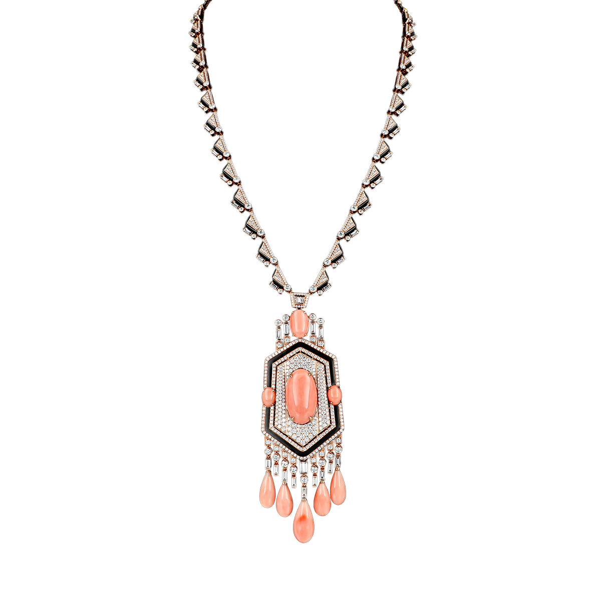 Diamond & Pink Coral Long Chain