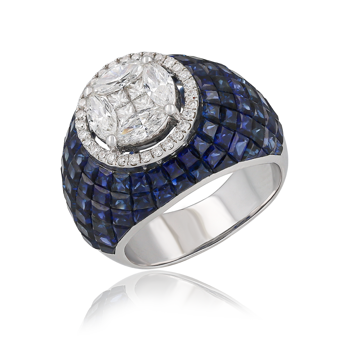 Circular Sapphire & Diamond Ring