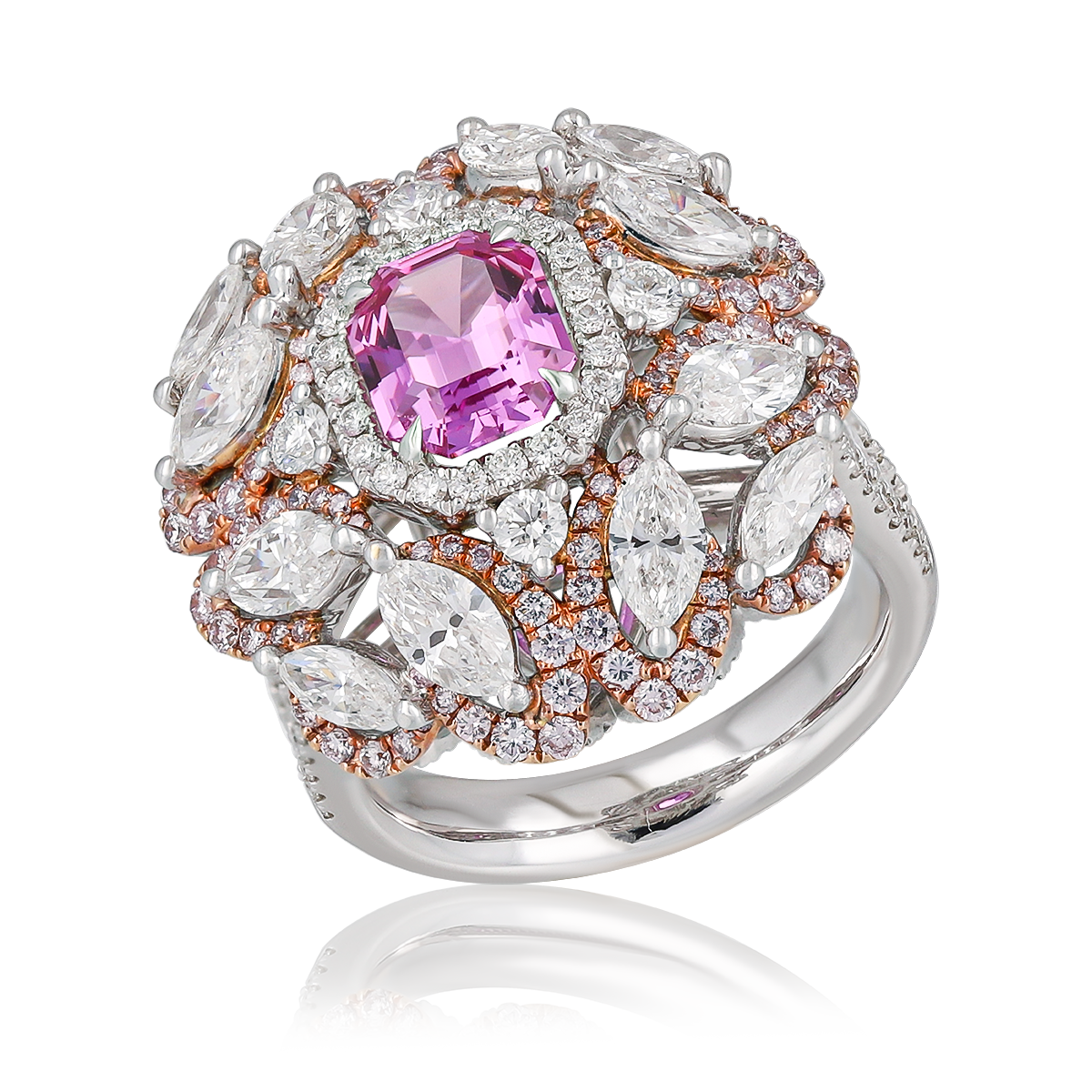 Diamond & Pink Sapphire Ring