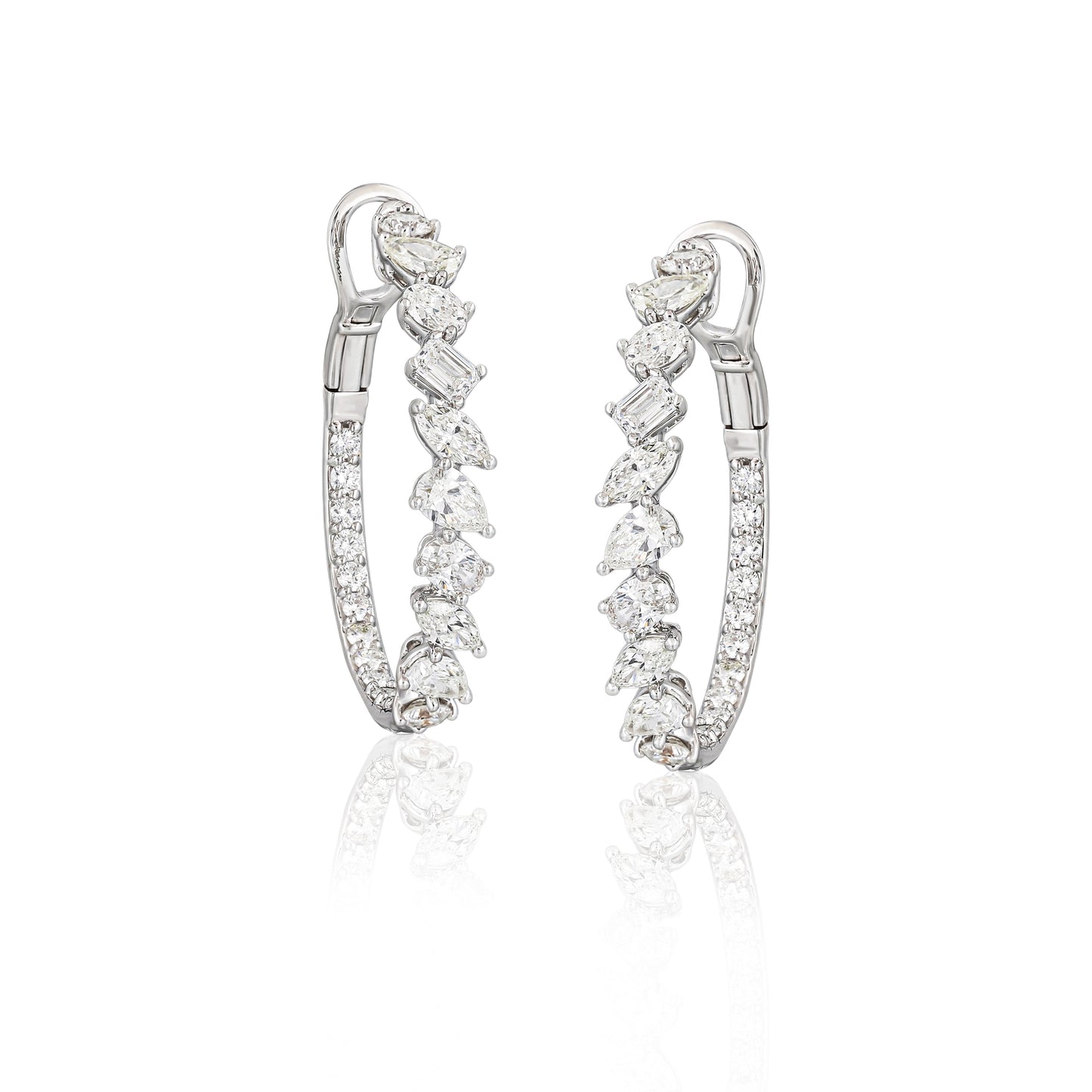 Multi-Cut Diamond Hoop Earrings
