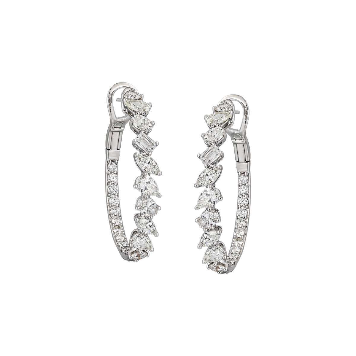 Multi-Cut Diamond Hoop Earrings