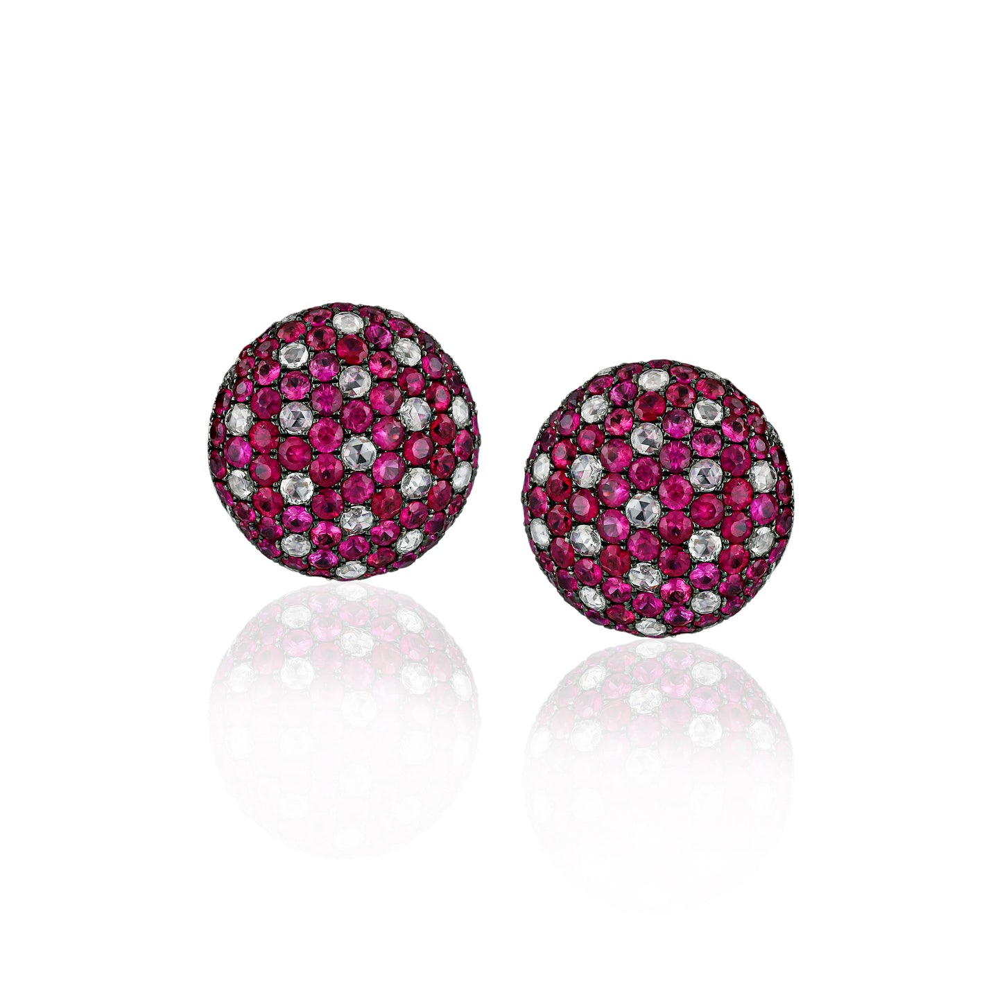 Ruby & Diamond Cluster Earrings