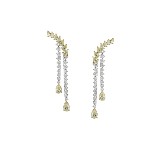 White & Yellow Diamond Half Set — Necklace & Earrings