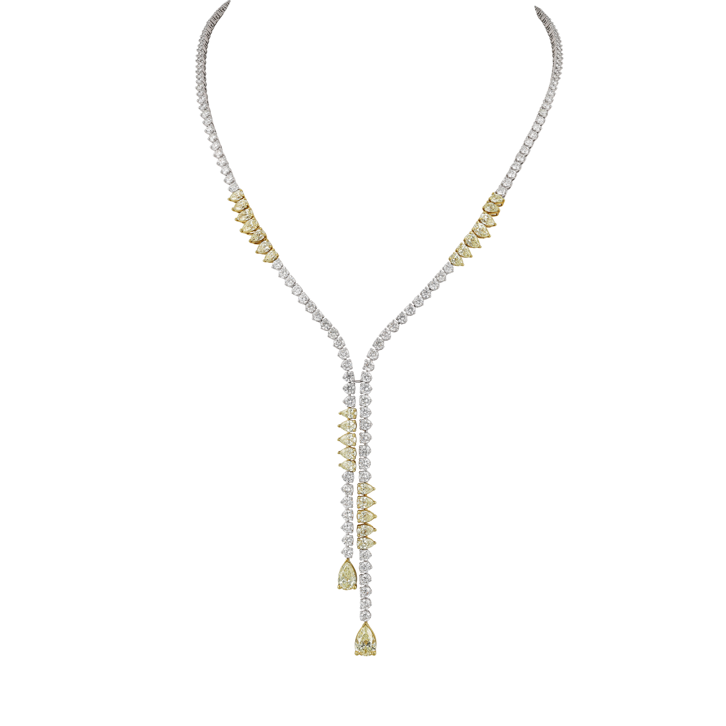 White & Yellow Diamond Half Set — Necklace & Earrings