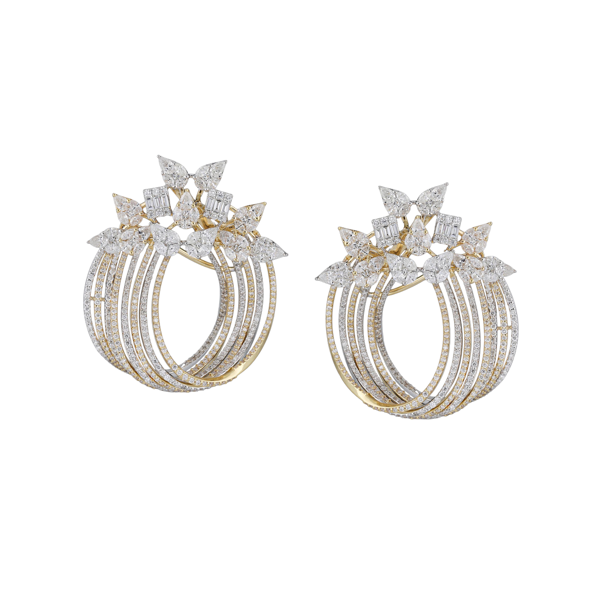 Multi-Cut Diamond Cluster Earrings