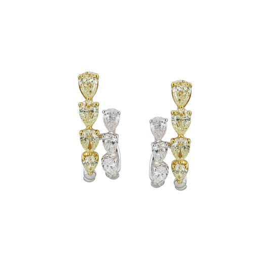 White & Yellow Pear Diamond Half Set
