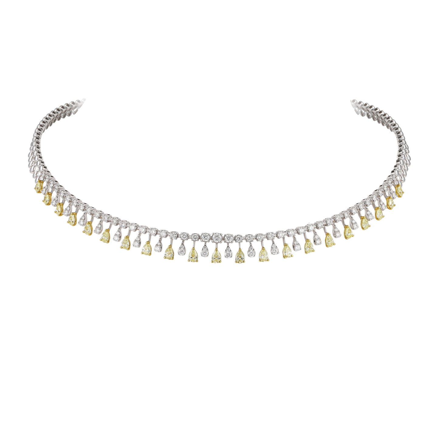 White & Yellow Pear Diamond Half Set