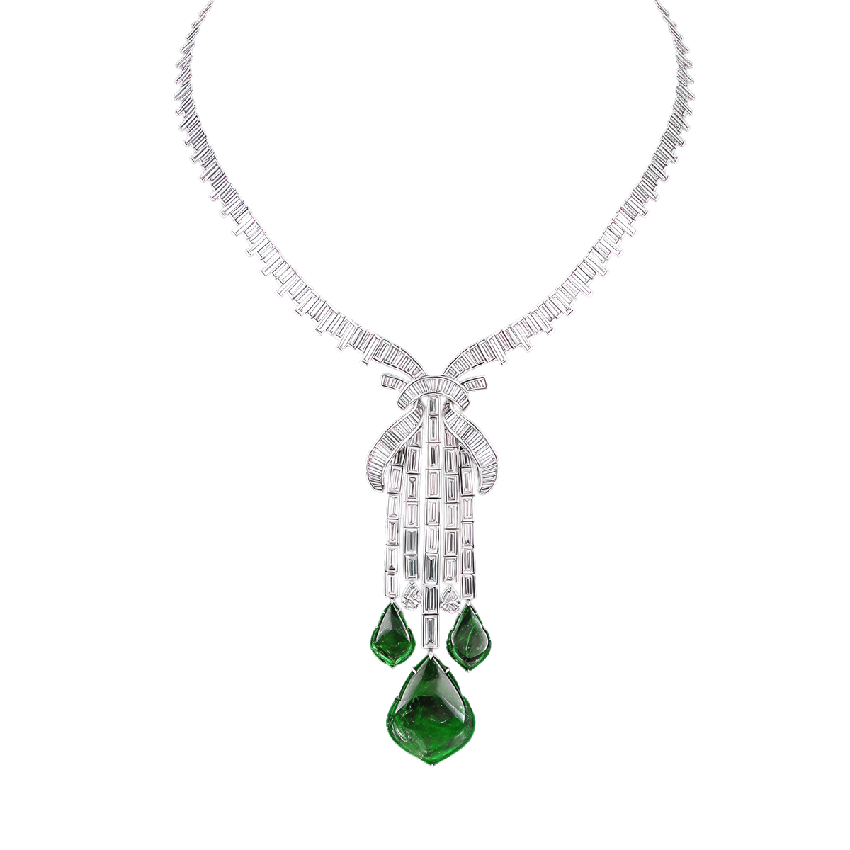 Diamond & Cabochon Emerald Necklace