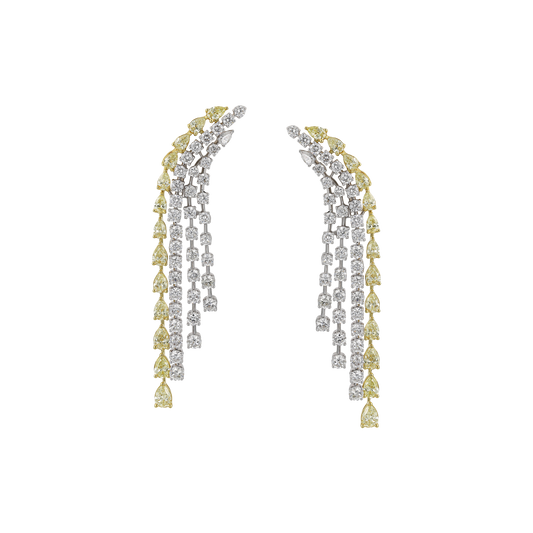 Certified Fancy Yellow Pear Diamond Half Set