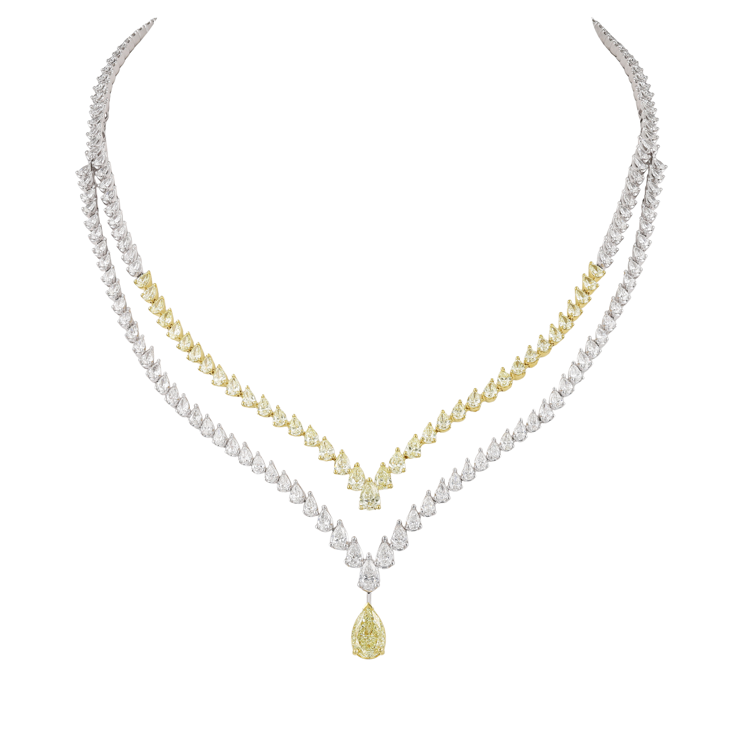Certified Fancy Yellow Pear Diamond Half Set