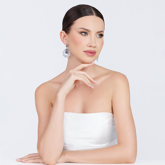 White Jade & Titanium Earrings