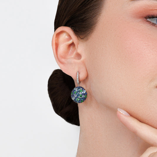 Blue Topaz & Tsavorite Earrings