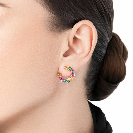 C-Shaped Colored Stone Earrings