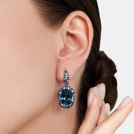 Blue Topaz & Sapphire Earrings