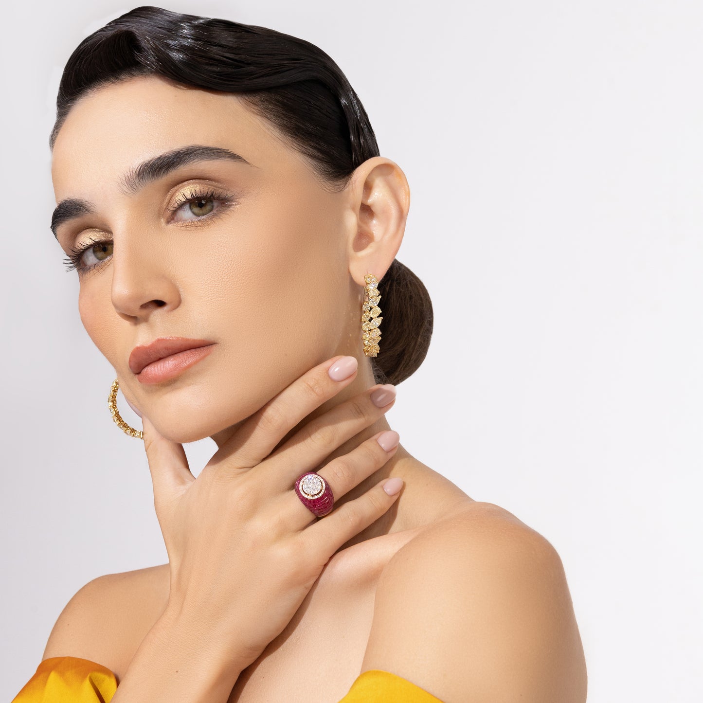 Yellow Diamond Hoop Earrings