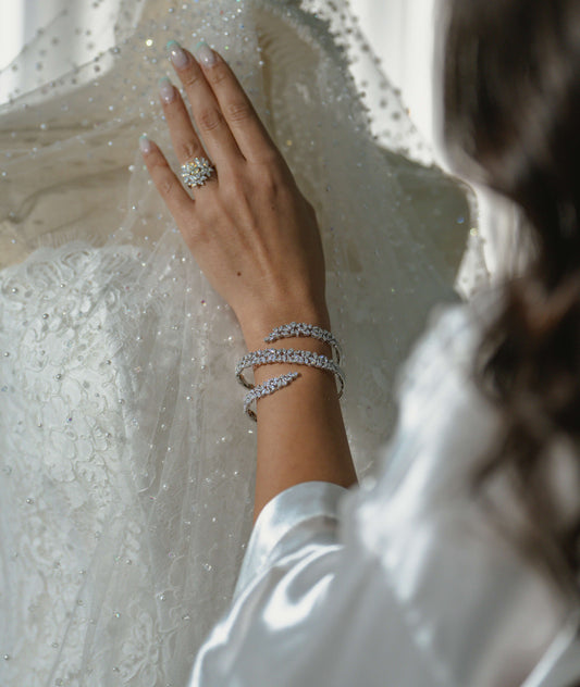 Floral Wrap Around Diamond Bangle
