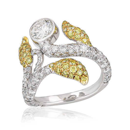 Yellow White Diamond Ring