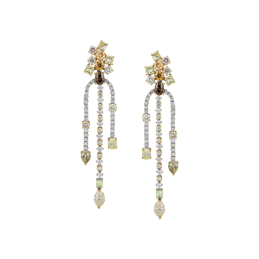 Fancy Cut & Yellow Diamond Drop Earrings