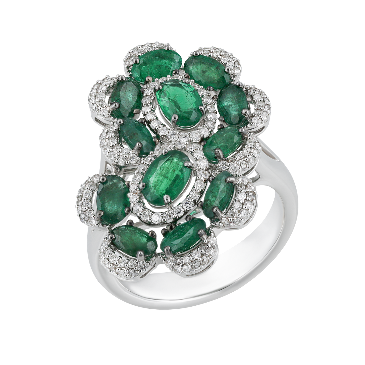 Floral Diamond & Emerald Ring – Al Anwaar Jewellers