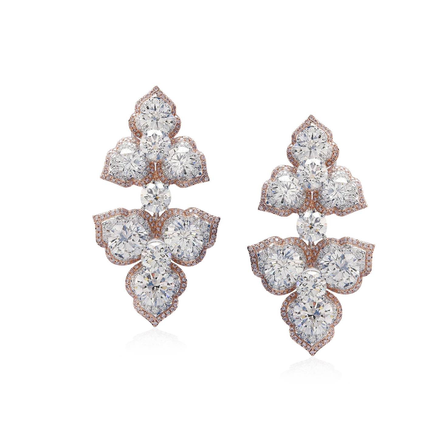 White & Pink Diamond Solitaire Earrings