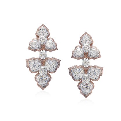 White & Pink Diamond Solitaire Earrings