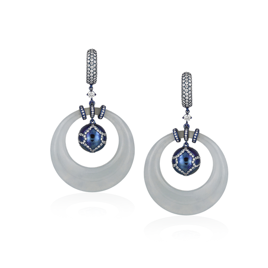 White Jade & Titanium Earrings