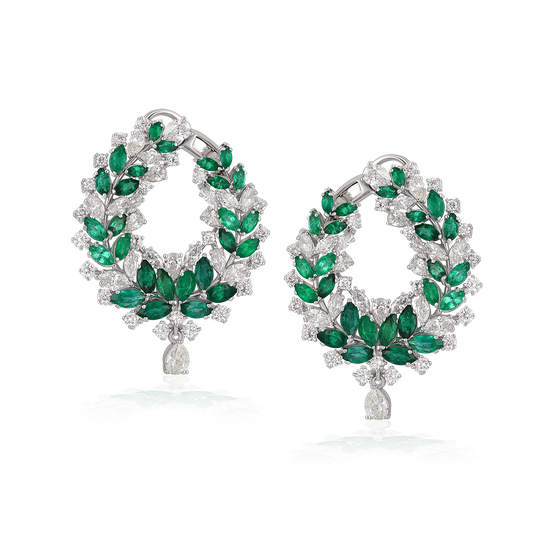 Emerald C-Shape Earrings