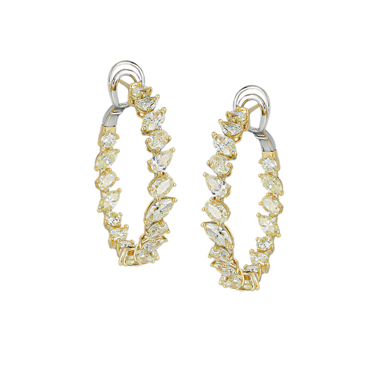 Yellow Diamond Hoop Earrings