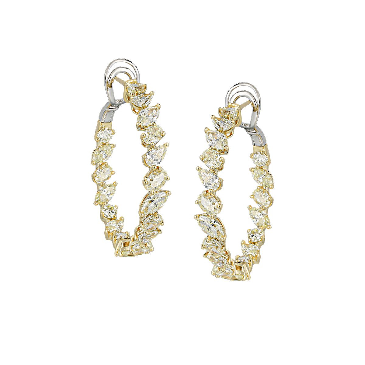 Yellow Diamond Hoop Earrings
