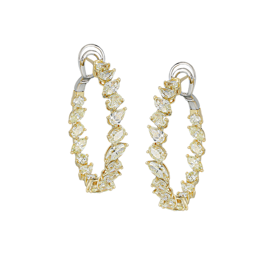 Yellow Diamond Hoop Earrings