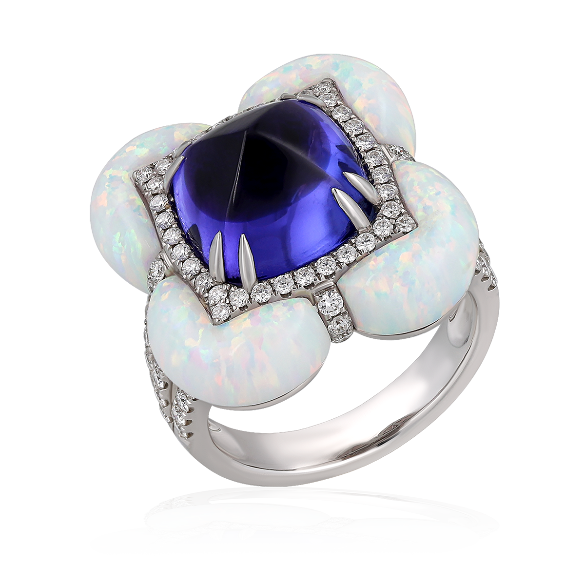 Tanzanite White Opal Ring