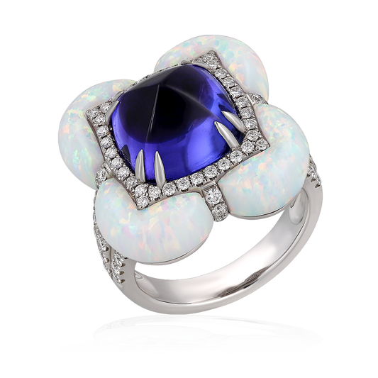 Tanzanite White Opal Ring