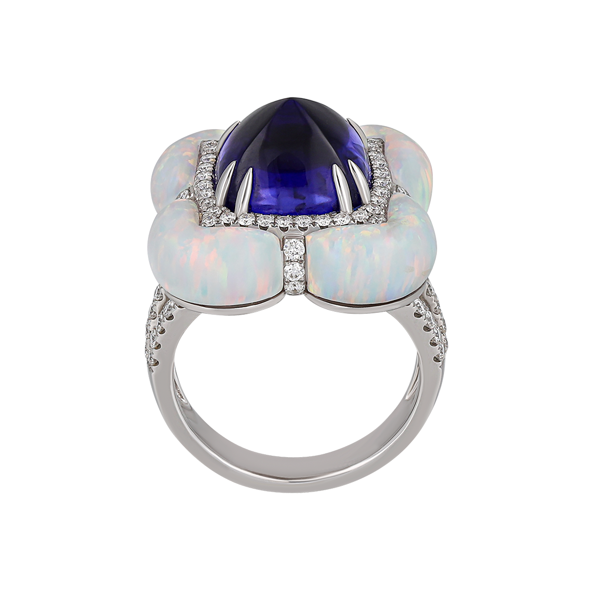 Tanzanite White Opal Ring