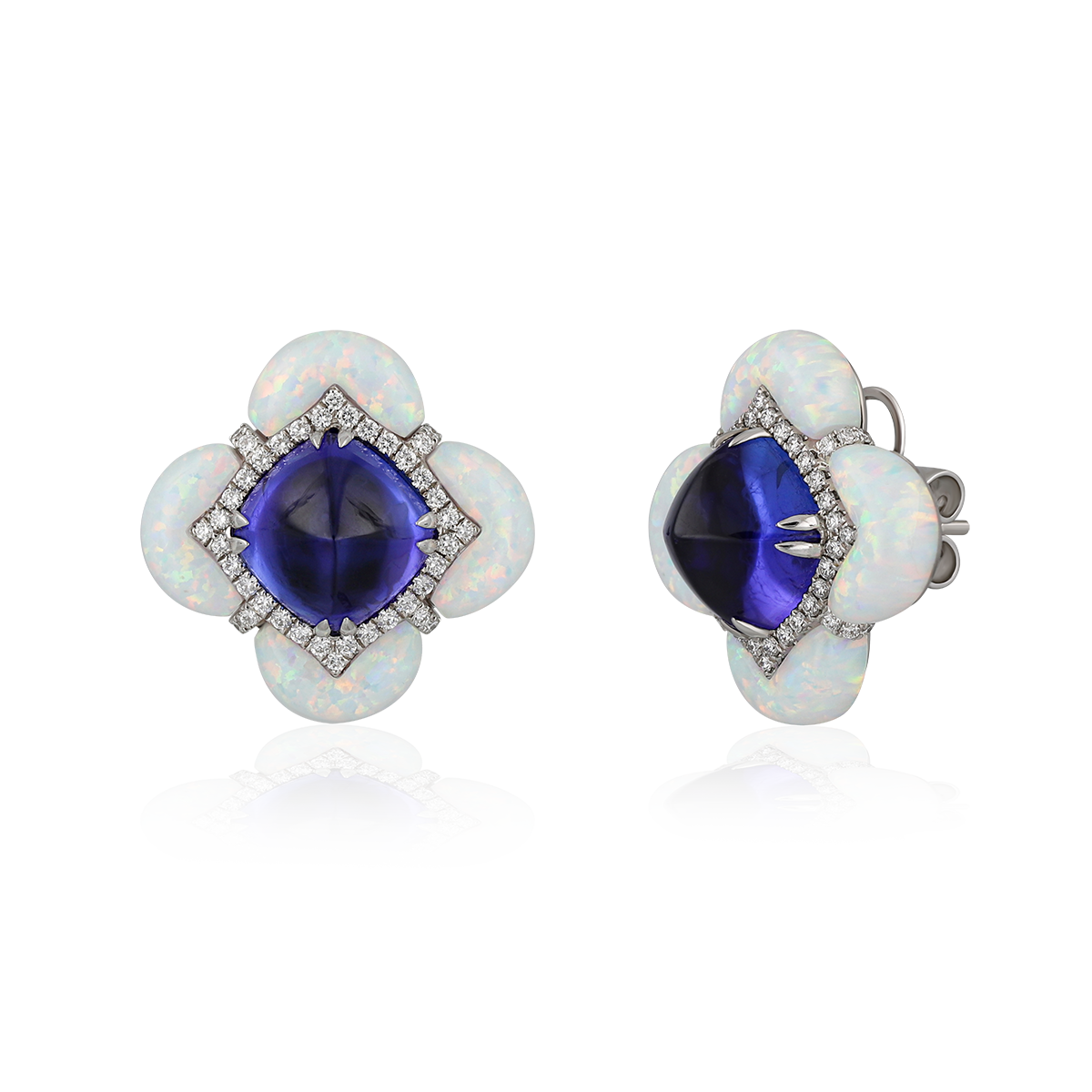 Tanzanite White Opal Earrings