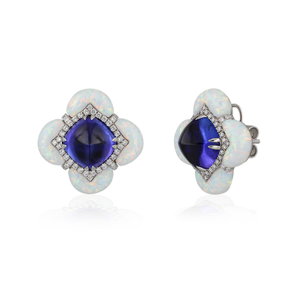Tanzanite White Opal Earrings