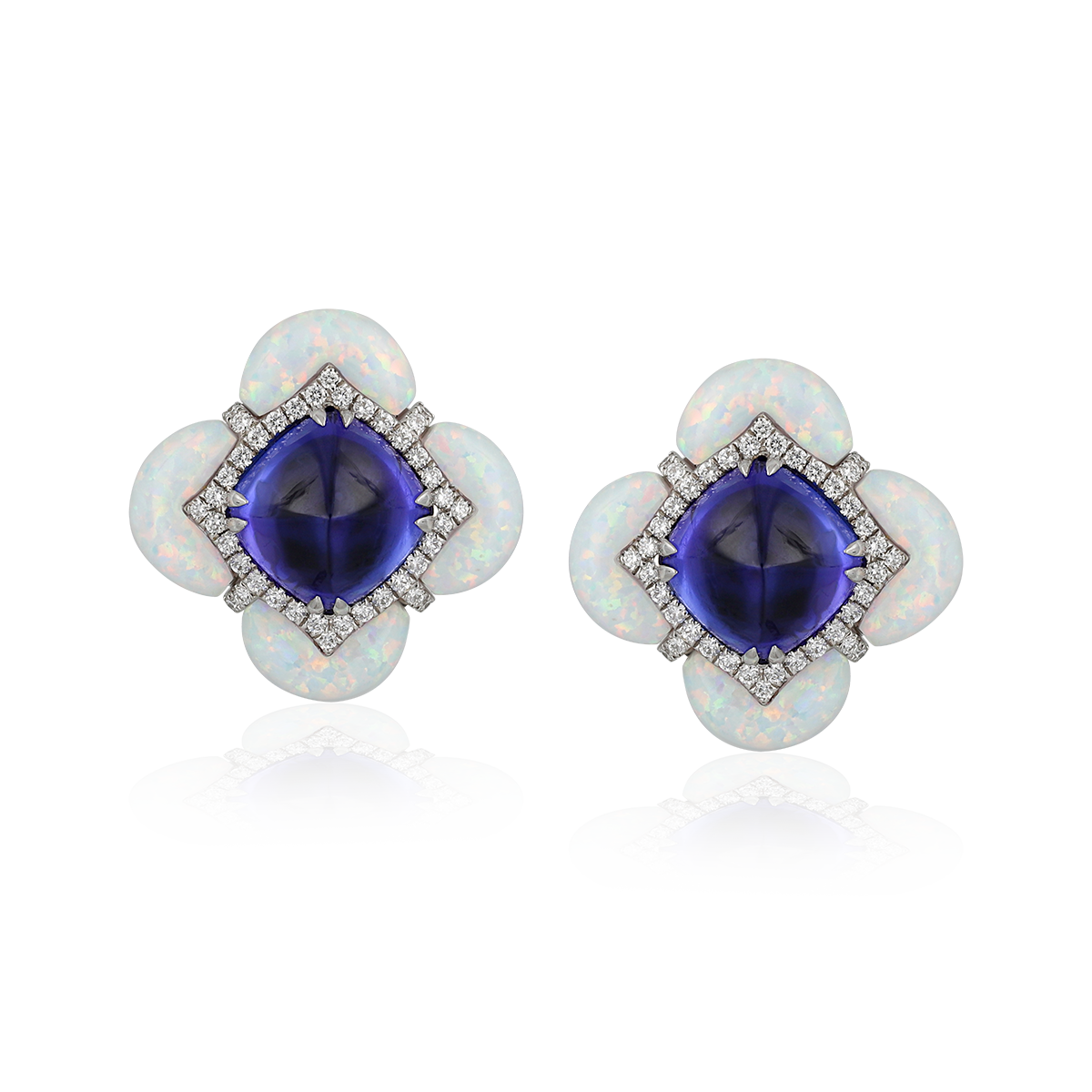 Tanzanite White Opal Earrings