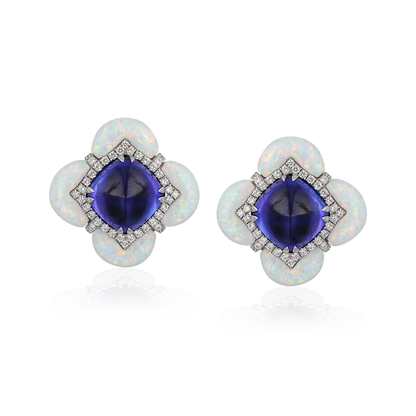 Tanzanite White Opal Earrings