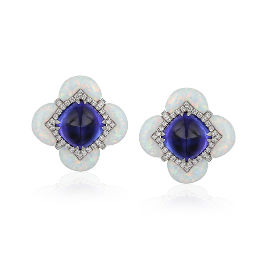 Tanzanite White Opal Earrings