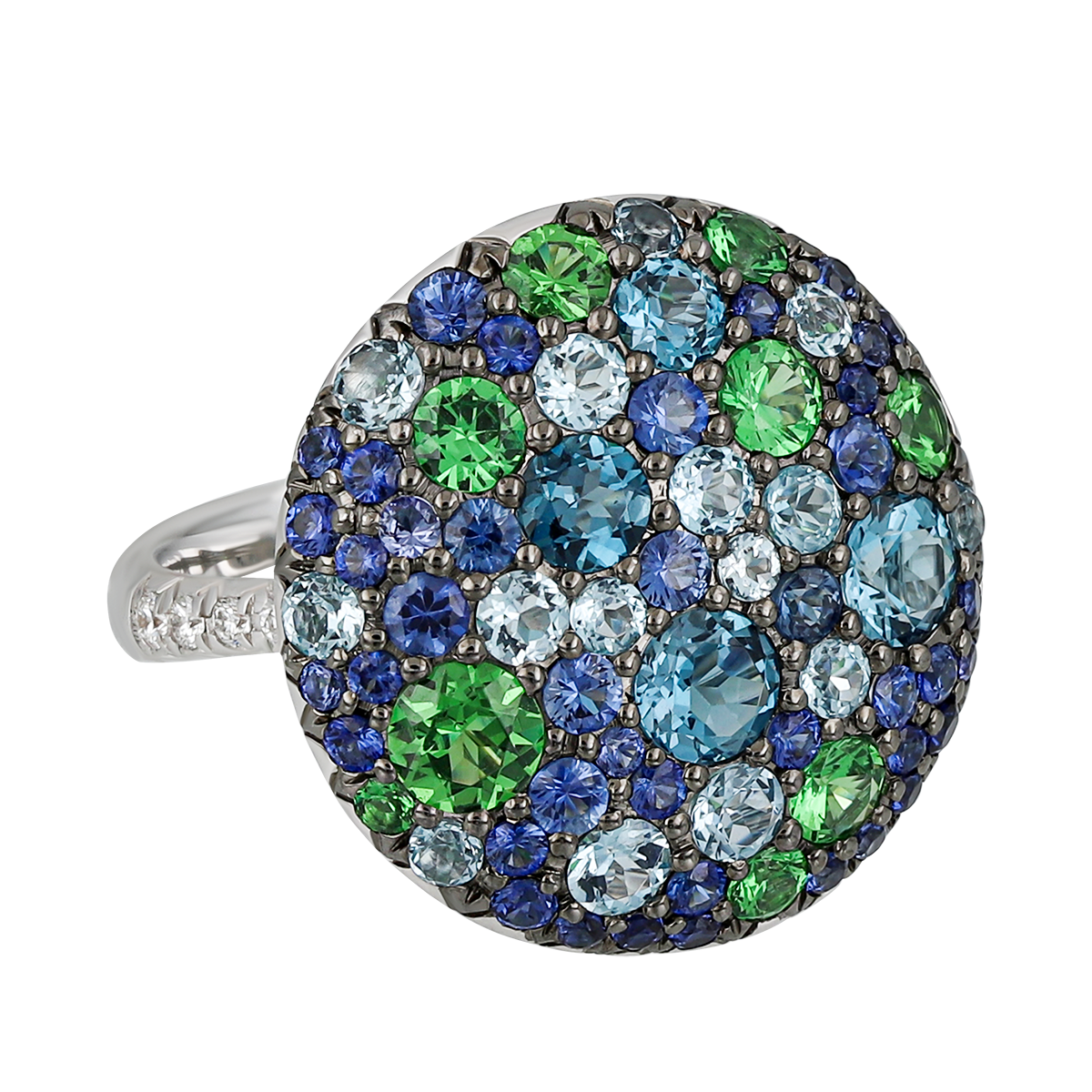Blue Topaz & Tsavorite Ring
