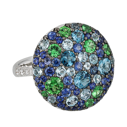 Blue Topaz & Tsavorite Ring