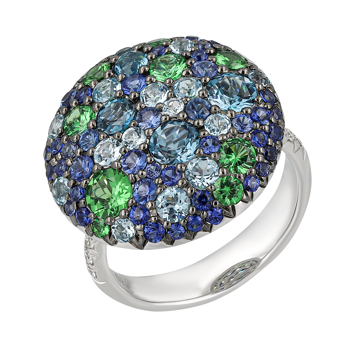 Blue Topaz & Tsavorite Ring